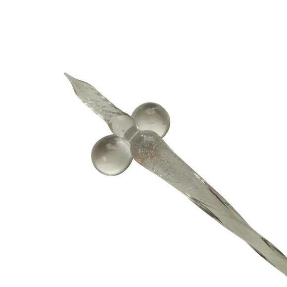 Crystal Glass Dip Fountain Pen With Glass Pen Rest Like New Rainbow Sparkle - Picture 2 of 6